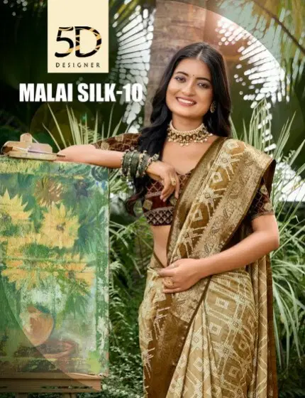 Malai Silk 10 By 5D Designer Silk Wedding Wear Saree Wholesale Shop In Surat